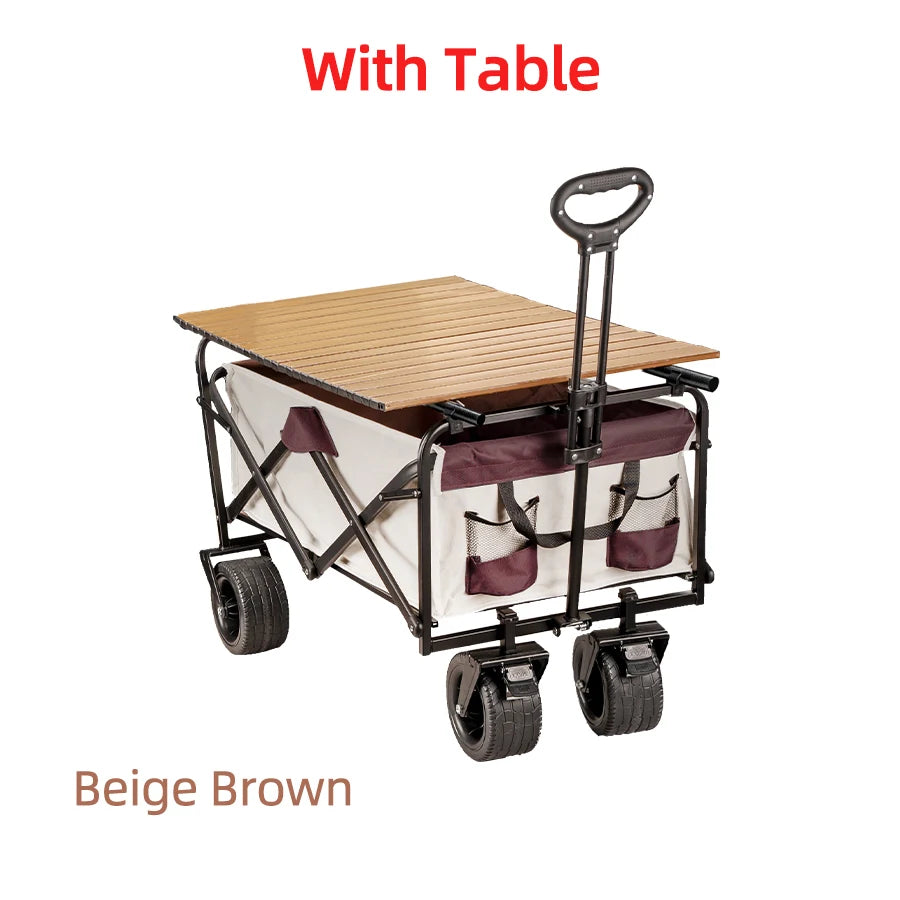 Big Tank Wheels Beach Wagon for Sand 500lbs Large Capacity Foldable Cart Garden Outdoor Picnic Collapse Shopping Trolleys Cart
