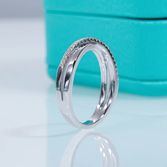 AnuJewel D Color Moissanite Diamond 18K Gold Plated Cross Engagement Wedding Rings Fine Jewelry Wholesale