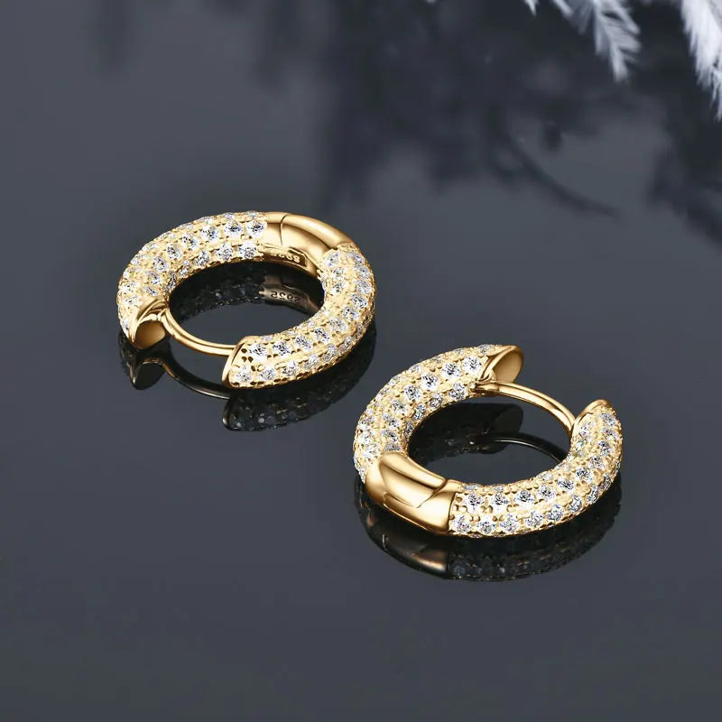 IOGOU 925 Sterling Silver Full Moissanite Diamond Earrings for Women Men Ice Out Hoop Earrings Fine Jewelry 2025 Hip Hop Fashion