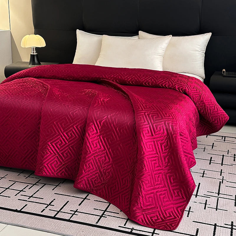 1Pcs Satin Quilted Bedspread, Black Twin Full Queen King Size Ice Silk Mattress Cover, Bed Cover, Coverlet, Bed Sheets