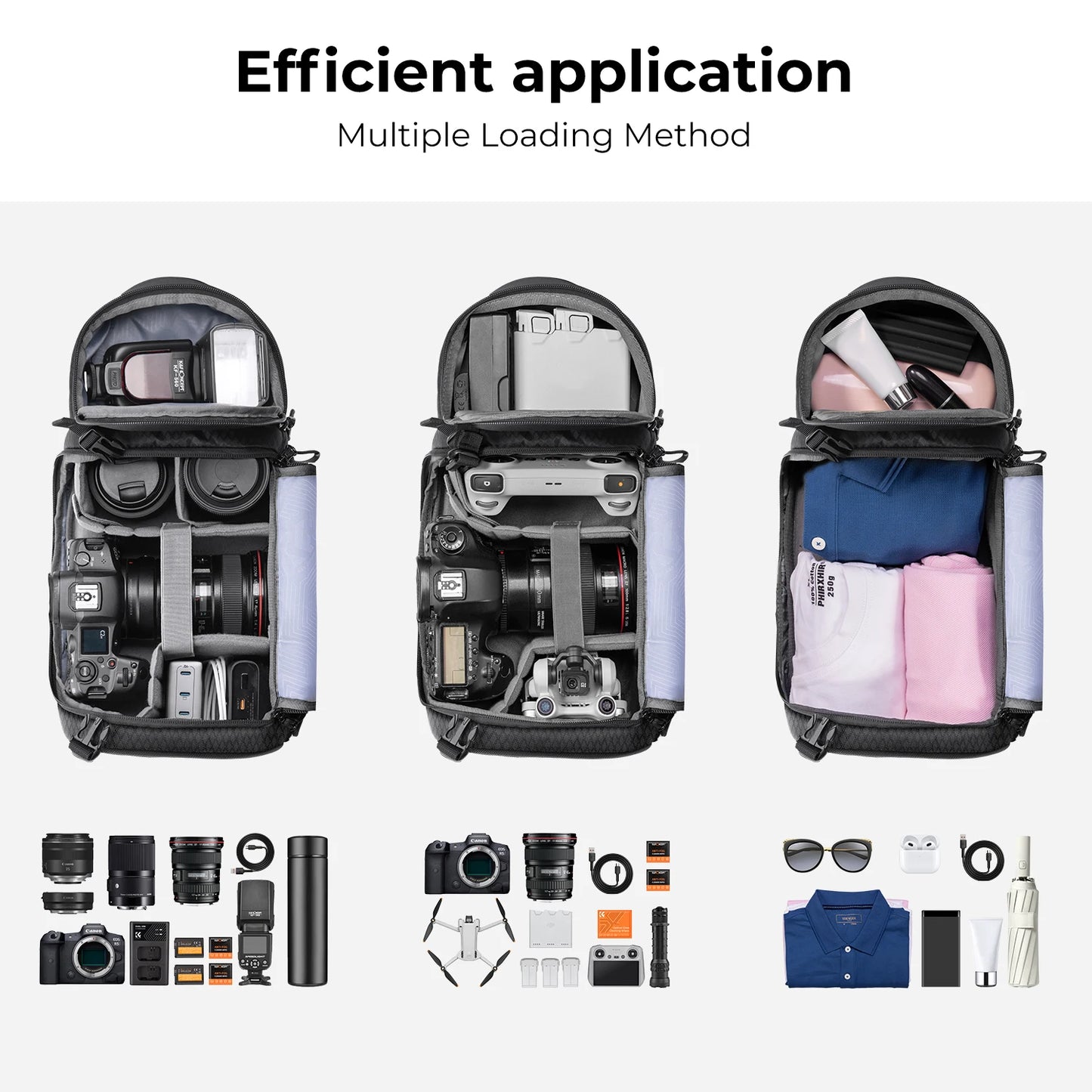 K&F Concept Camera bag Photography Backpack 10L Waterproof Camera Sling Backpack DSLR/SLR Camera Case Sony Fuji Photography Bags