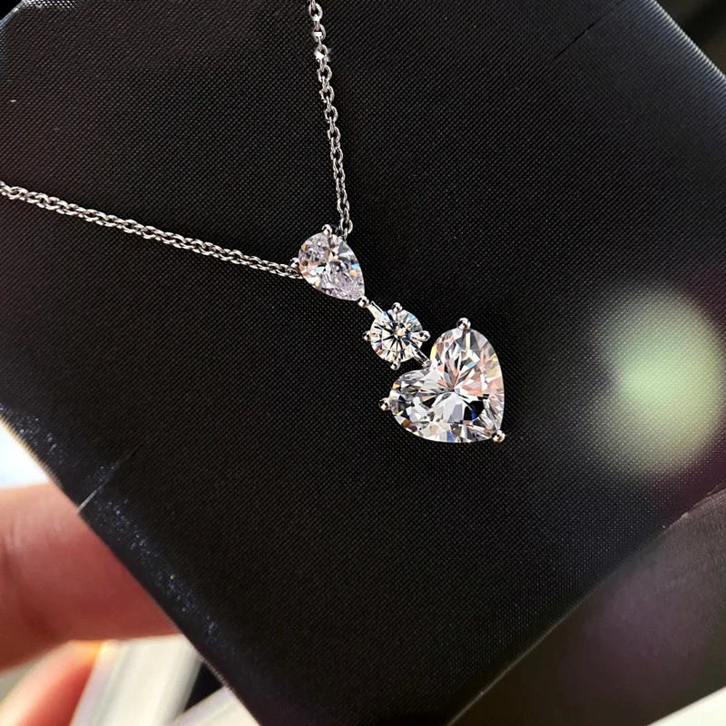 Solitaire 3ct Lab Moissanite Diamond Pendant Real 925 Sterling Silver Charm Party Wedding Pendants Necklace For Women Jewelry