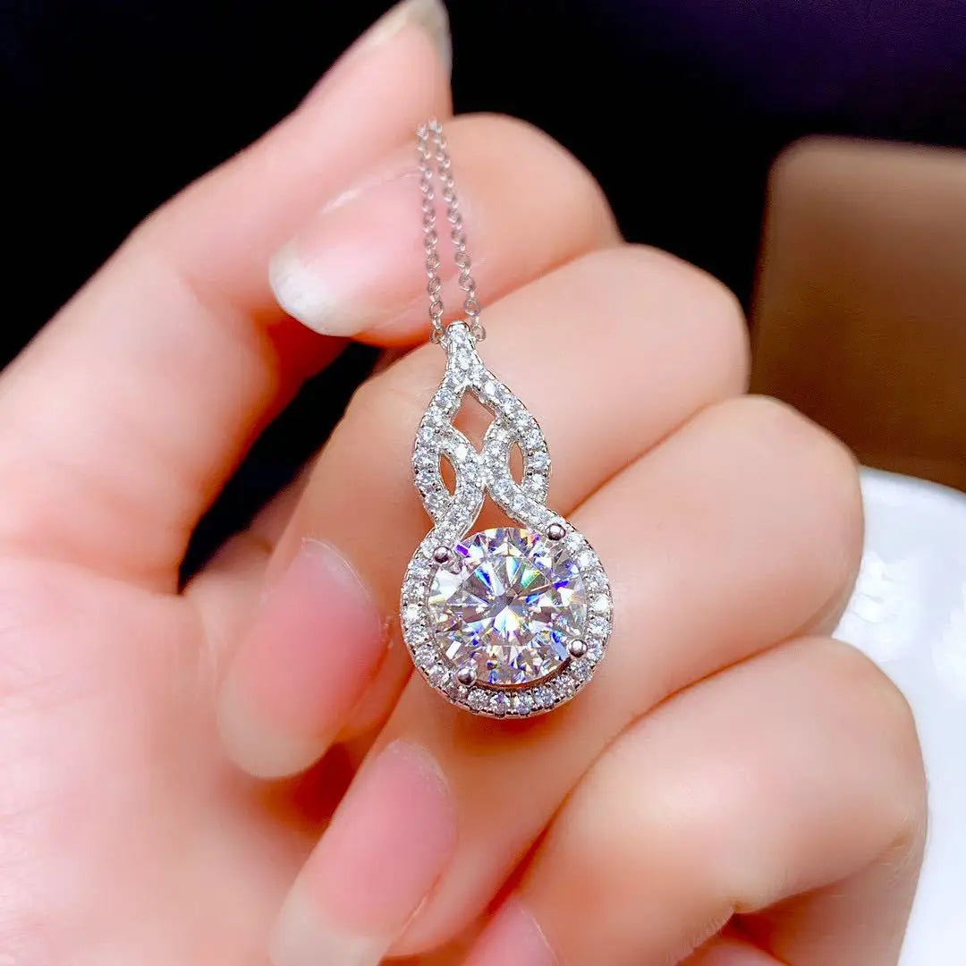 Solitaire 3ct Lab Moissanite Diamond Pendant Real 925 Sterling Silver Charm Party Wedding Pendants Necklace For Women Jewelry