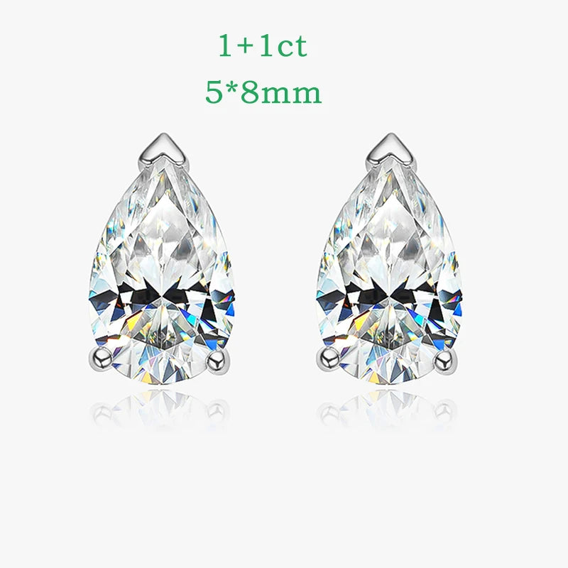 Smyoue 1CT 2CT 4CT Emerald/Radiant Cut Moissanite Stud Earrings for Women D Color Luxury Lab Diamond 925 Sterling Silver Jewelry