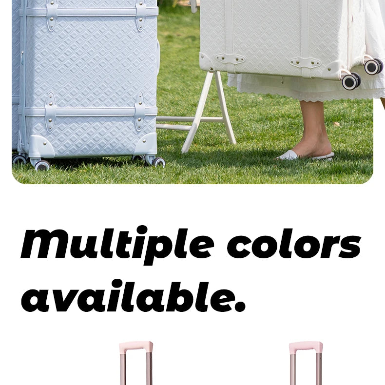 Urecity Vintage Luggage Set 3PCS Luxury Suitcase Expandable Travel Suitcase On Wheels Handmade Retro Rolling Luggage For Women