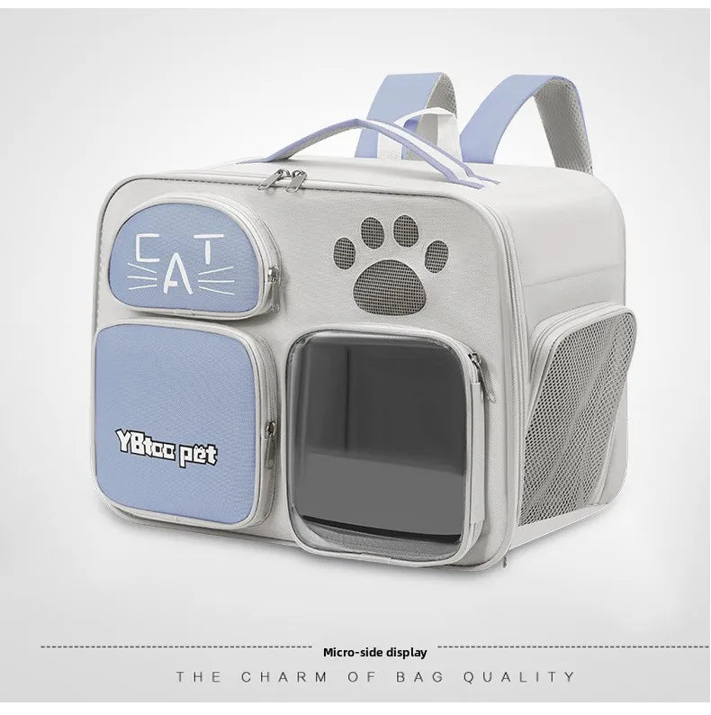 New arrivalpure color large-capacity pet bag outdoor backpack cat bag outing bag portable shoulder crossbody bag cat cage