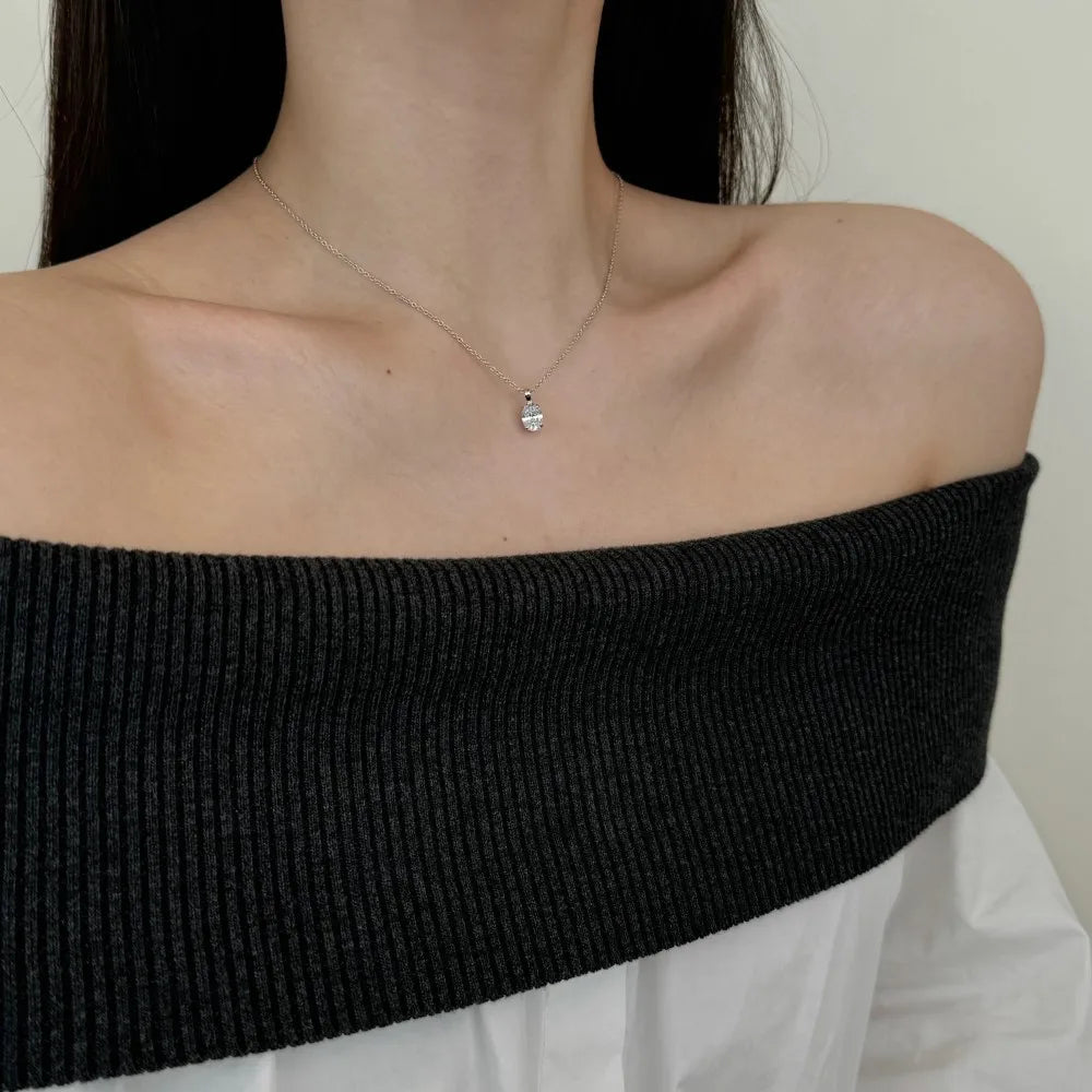 1.5carat Oval Cut Moissanite Diamond Pendant Necklace for Women 925 Sterling Silver Plated 18k Yellow/White Gold Neck Chain