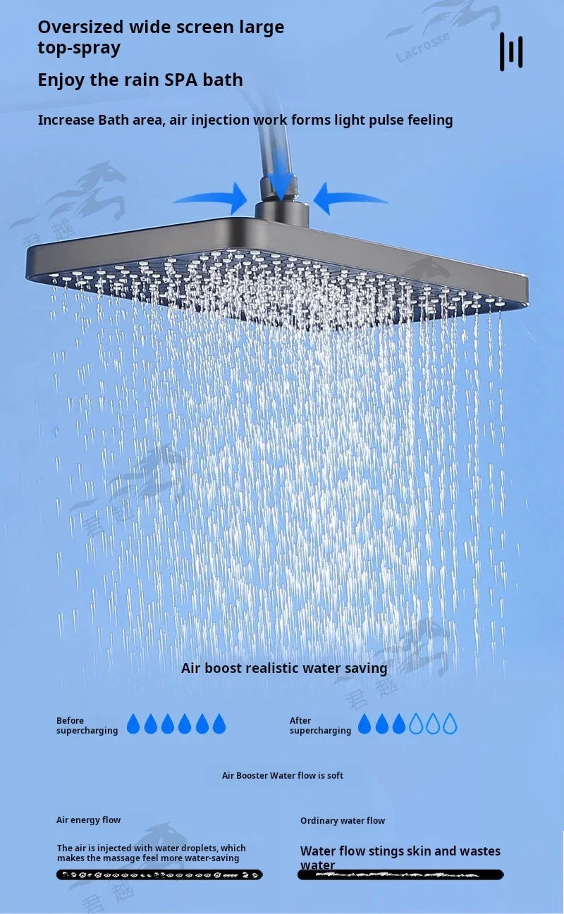 Bathroom Toilet Accessories Ceiling Shower Head Rainfall Bath Hydro Massage Mixer Black Faucet Complete Set bathroom shower