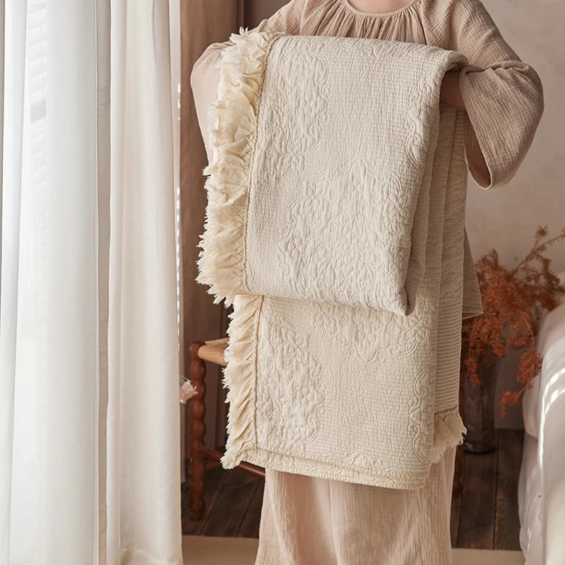 Washed Pure Cotton Versatile Quilted Bedspread Summer Quilt Blanket Bed Cover Mattress Topper Coverlet Bed Sheet With Pillowcase