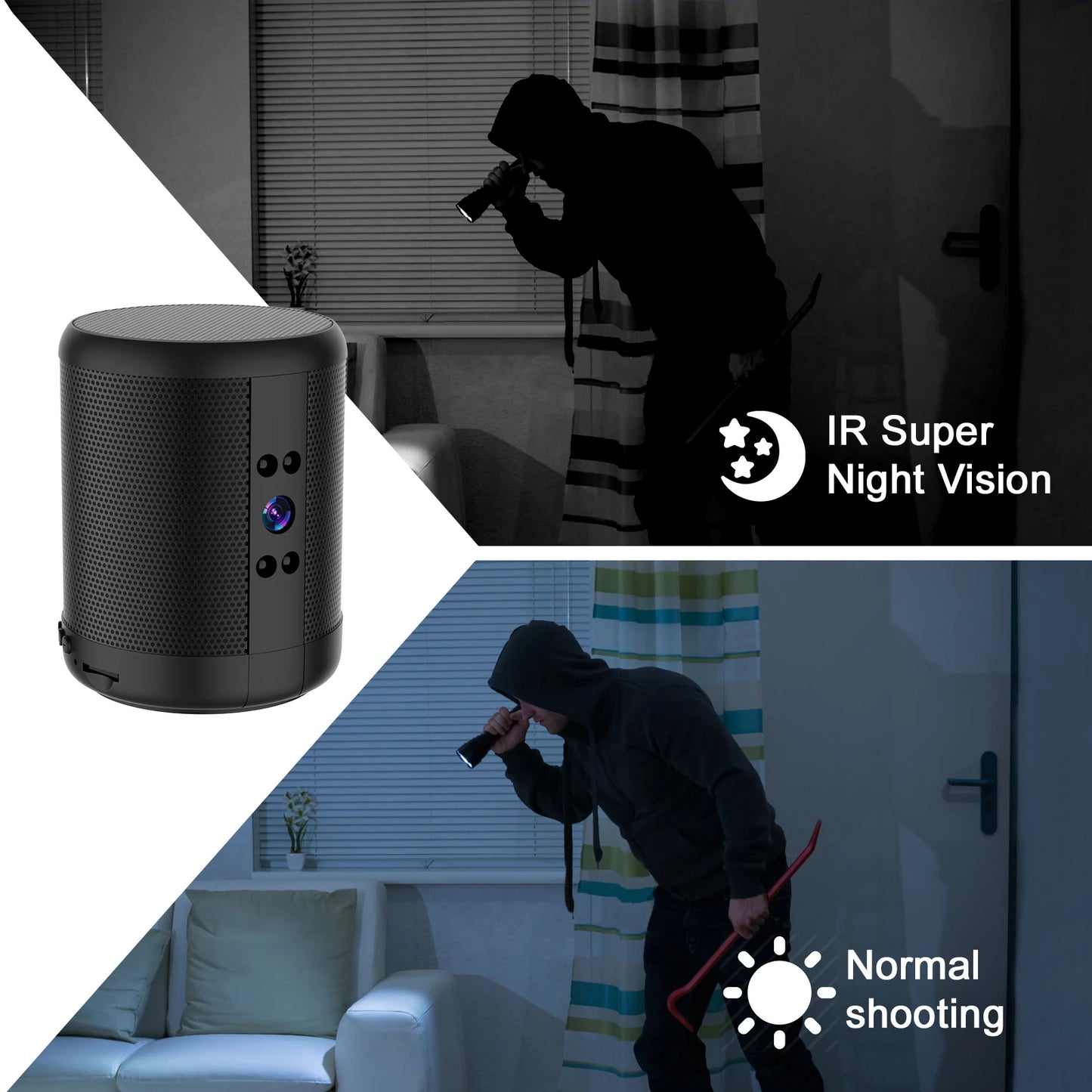 4K HD Mini Home Security Surveillance Camera WiFi Bluetooth Speaker Two-Way Remote Intercom Night Vision Battery Operated