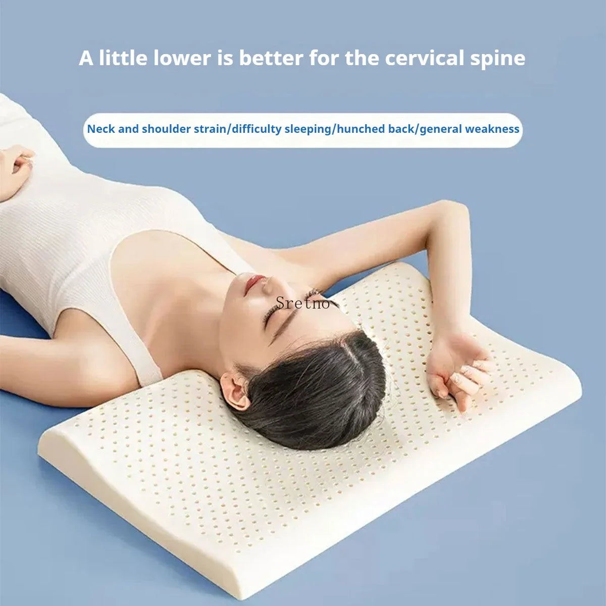 Thailand Latex Low Pillow Adult Specific Natural Rubber Flat Ultra-thin Pillow Core Protect Cervical Spine Pillows for Sleeping