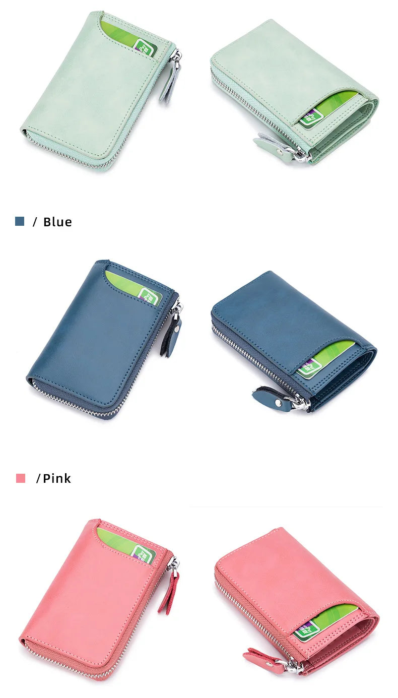 Mens Split Leather Key Chain Zipper Coin Case , Leather Car Smart Key Chain Metal Hook, Keyring Zipper Coin Wallet for women