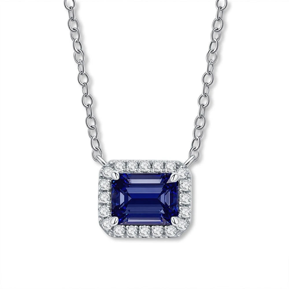 Wong Rain Solid 925 Sterling Silver 6*8 MM Sapphire Emerald Citrine Aquamarine Gems Pendant Necklace Fine Jewelry Gift Wholesale