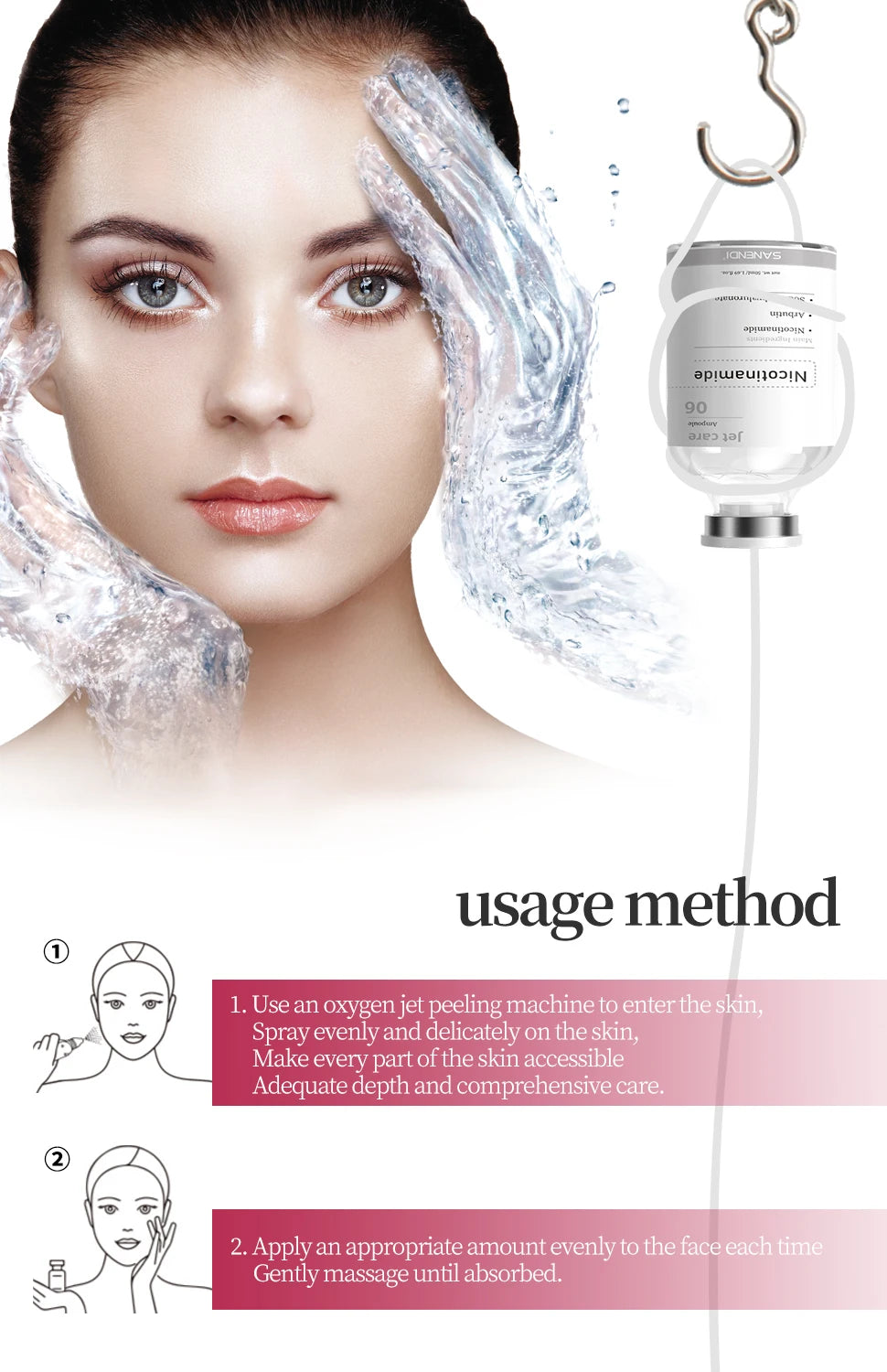 jet peel serum New Revive Hydrate Detox CO2 Anti Aging Hyaluronic Acid Niacinamide Vitamin C E Skin Care Face Serum Whitening