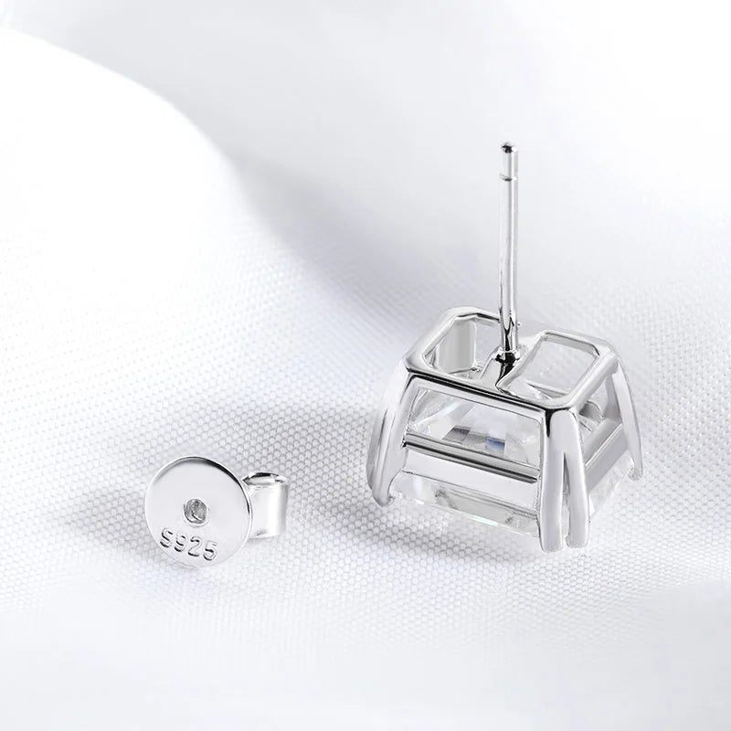 Smyoue 1CT 2CT 4CT Emerald/Radiant Cut Moissanite Stud Earrings for Women D Color Luxury Lab Diamond 925 Sterling Silver Jewelry