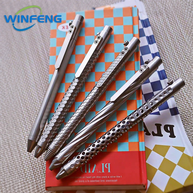 Bolt Action Titanium Alloy Tactical Pen Business Signature Pen Student Stationery Emergency Glass Breaker Self Defense Supplies
