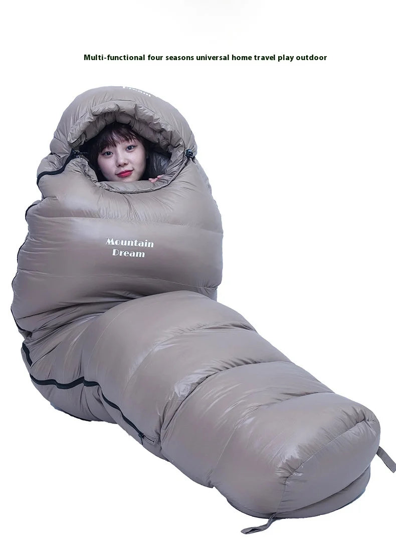 Mummy Goosevelt Sleeping Bag Warm Outdoor Down Sleeping Bag Adult Winter Travel Spliced Double Camping Bedding