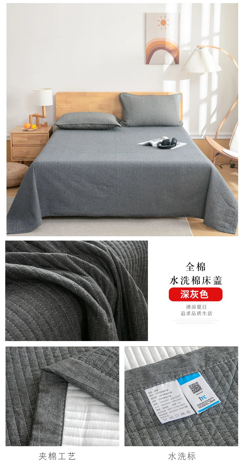 2024 new Class A cotton washed cotton antibacterial padded cotton bed cover thickened sheets breathable and comfortable