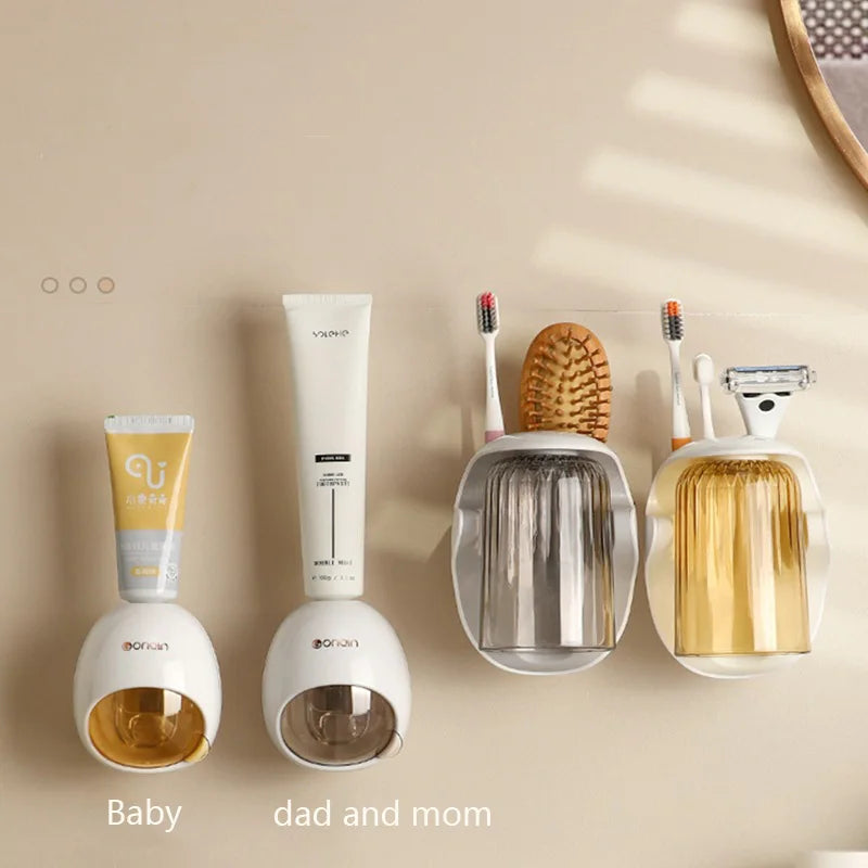Cartoon Toothpaste Dispenser Automatic Toothpaste Squeezer New Wall-Mount Holder Toothbrush Rack Bathroom Washroom Accessories