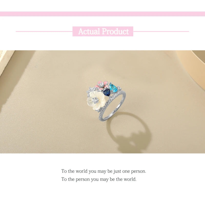 LAYA Earrings For Women White Shell Flower Shining Zircon Handmade Enamel Engagement Romantic Wedding Trendy Party Fine Jewelry
