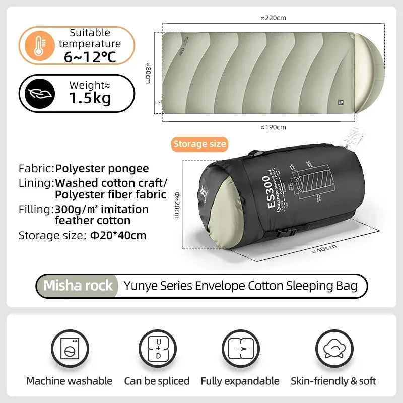 Qunature Sleeping Bag Outdoor Camping Warm Portable Household Cold-Resistant Single Person Splicing Quilt Camping Equipment