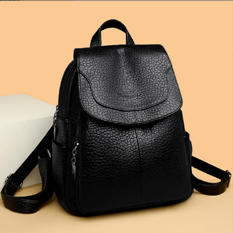 New Women's High Quality Leather Travel Backpack Fashion Luxury Large Capacity Shoulder Bags School Bag Teenagers Girls Totes