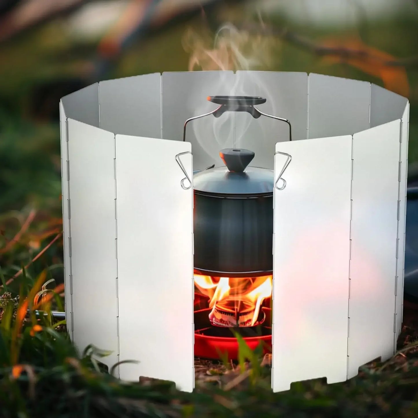 9/10/12 Plates Stove Windscreen, Aluminum Stove Windshield with Drawstring Bag, for Camping, Butane Stoves