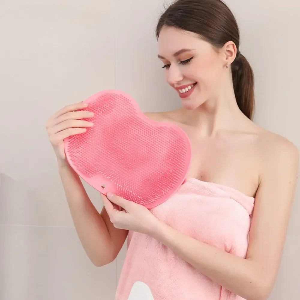 Silicone Rub Back Brush Bathroom Non-slip Wash Foot Pad Massage Shower Mat with Sucker Bath Massage Foot Exfoliating Brush Pad