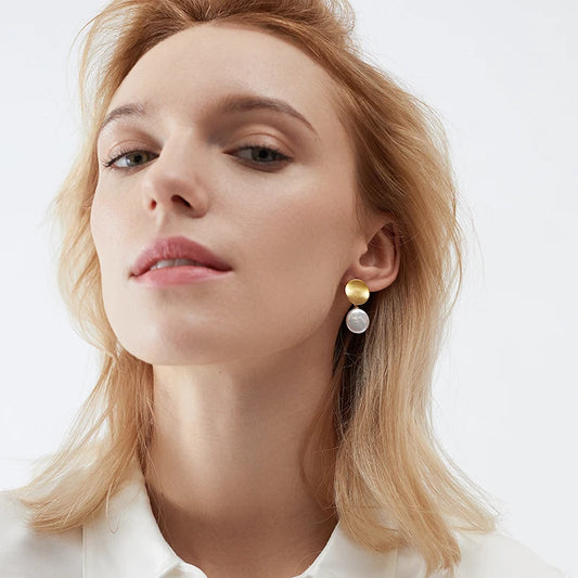 ASHIQI Natural Freshwater Baroque Pearl 925 Sterling Silver Earring Jewelry for Women