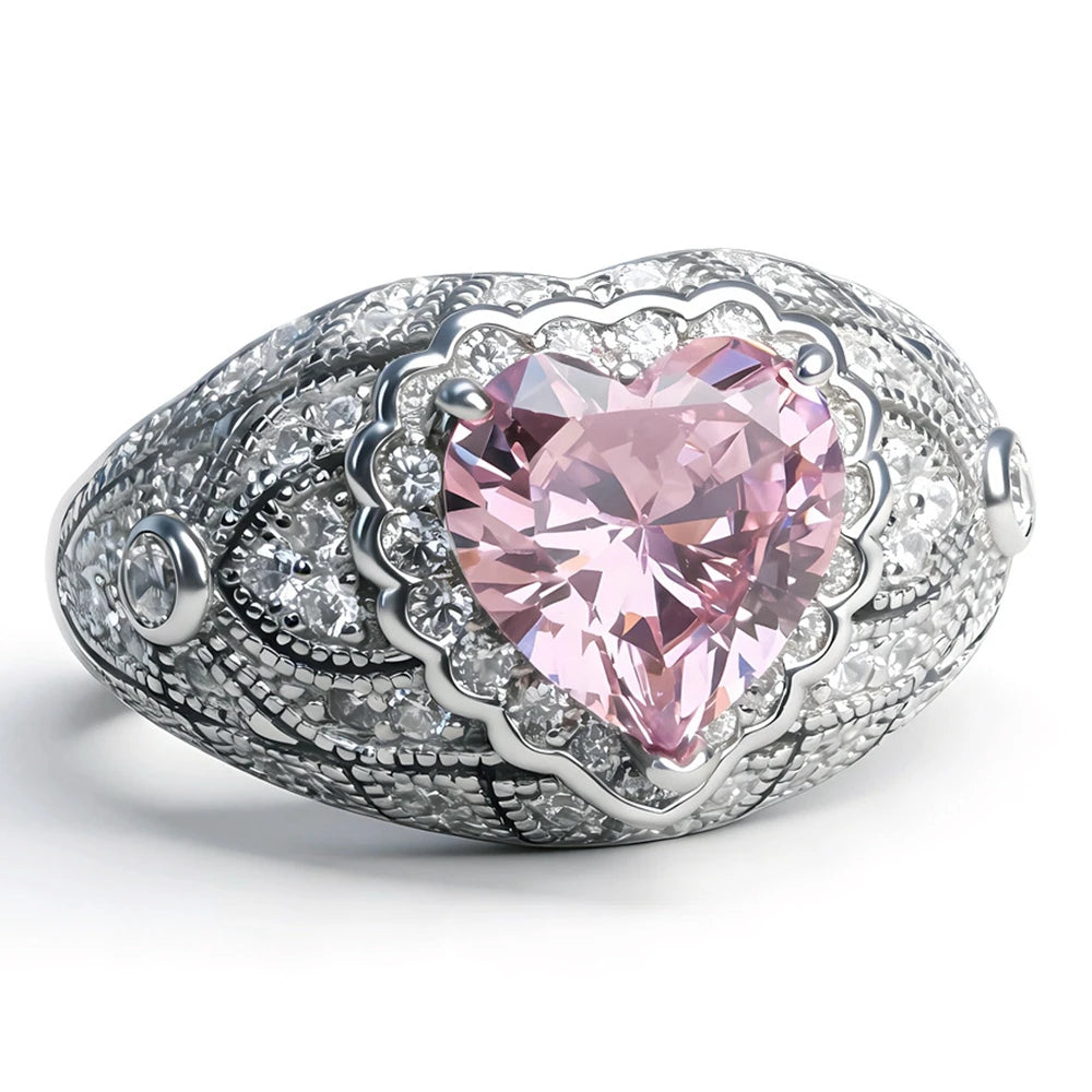 Wong Rain 925 Sterling Silver Heart Cut 8 MM Citrine Sapphire High Carbon Diamond Ring for Women Fine Jewelry Anniversary Gifts