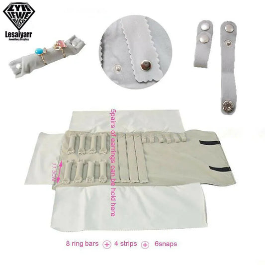 Jewelry Roll Up Bag Organizer Soft Velvet Travel Bags Necklace Earrings Ring Bracelet Carrier Storage Case Bangle Watch Holder