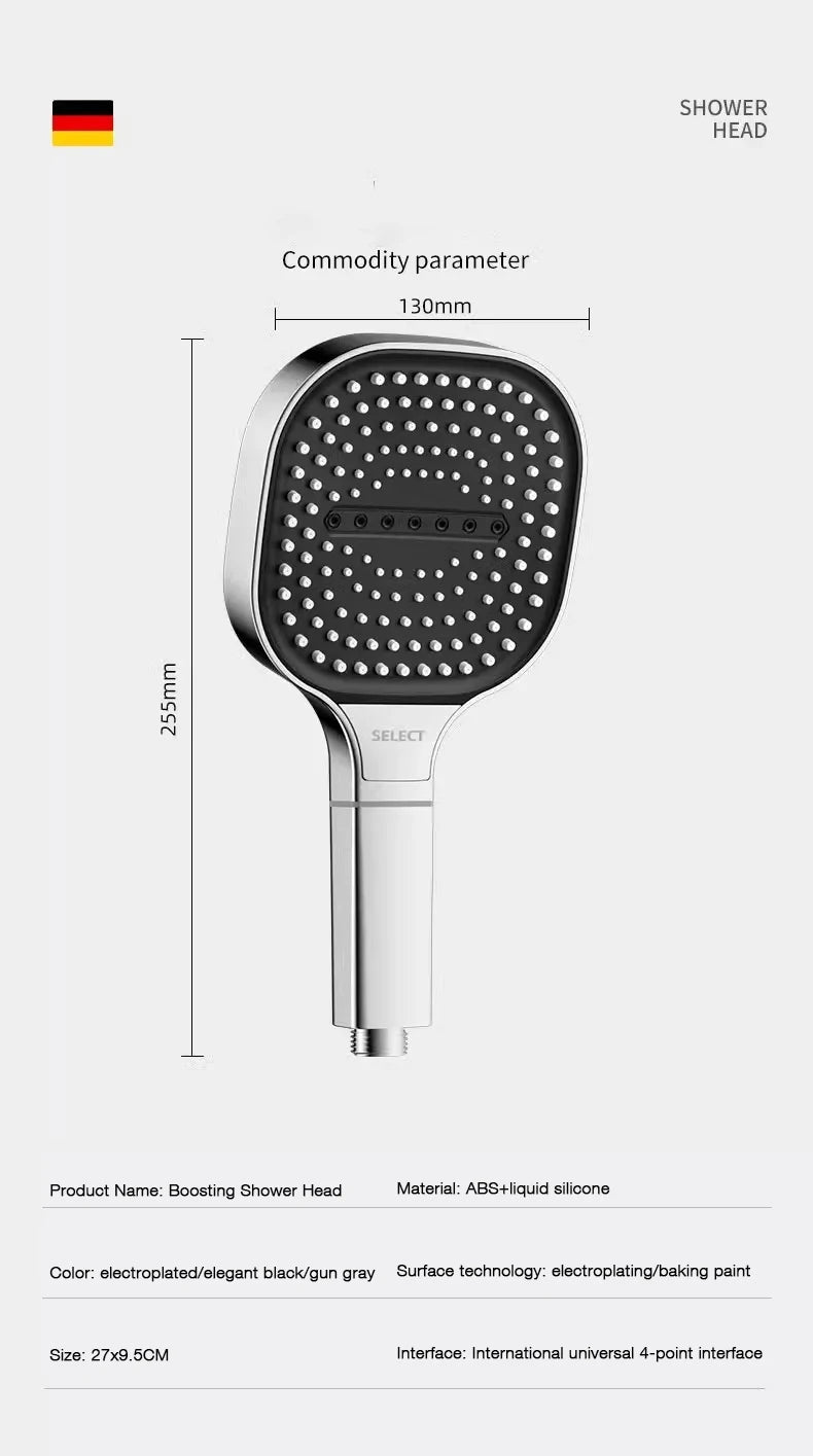 13cm Large Panel Nozzle 3 Modes Shower Shower Head High Pressure Water Massage Shower Head With Filter Element Sets