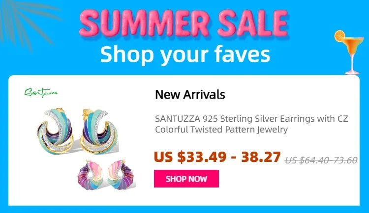 SANTUZZA Pure 925 Sterling Silver Rings For Women Green Spinel Yellow White CZ Handmade Enamel Flower Ring Delicate Fine Jewelry