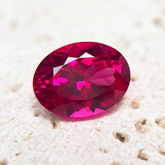 Lab Grown Ruby Rubellite Oval Cut Gemstone Beads for Jewelry Making Materials Selectable AGL Certificate