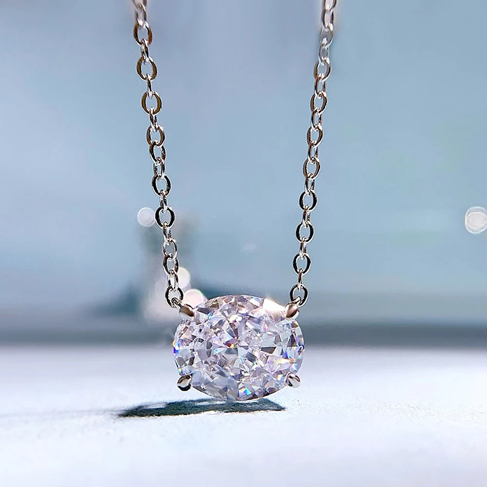 9cttw Oval Cut Moissanite Diamond Jewelry Set with GRA Egg Shape 925 Sterling Silver Pendant Necklace Stud Earring for Women