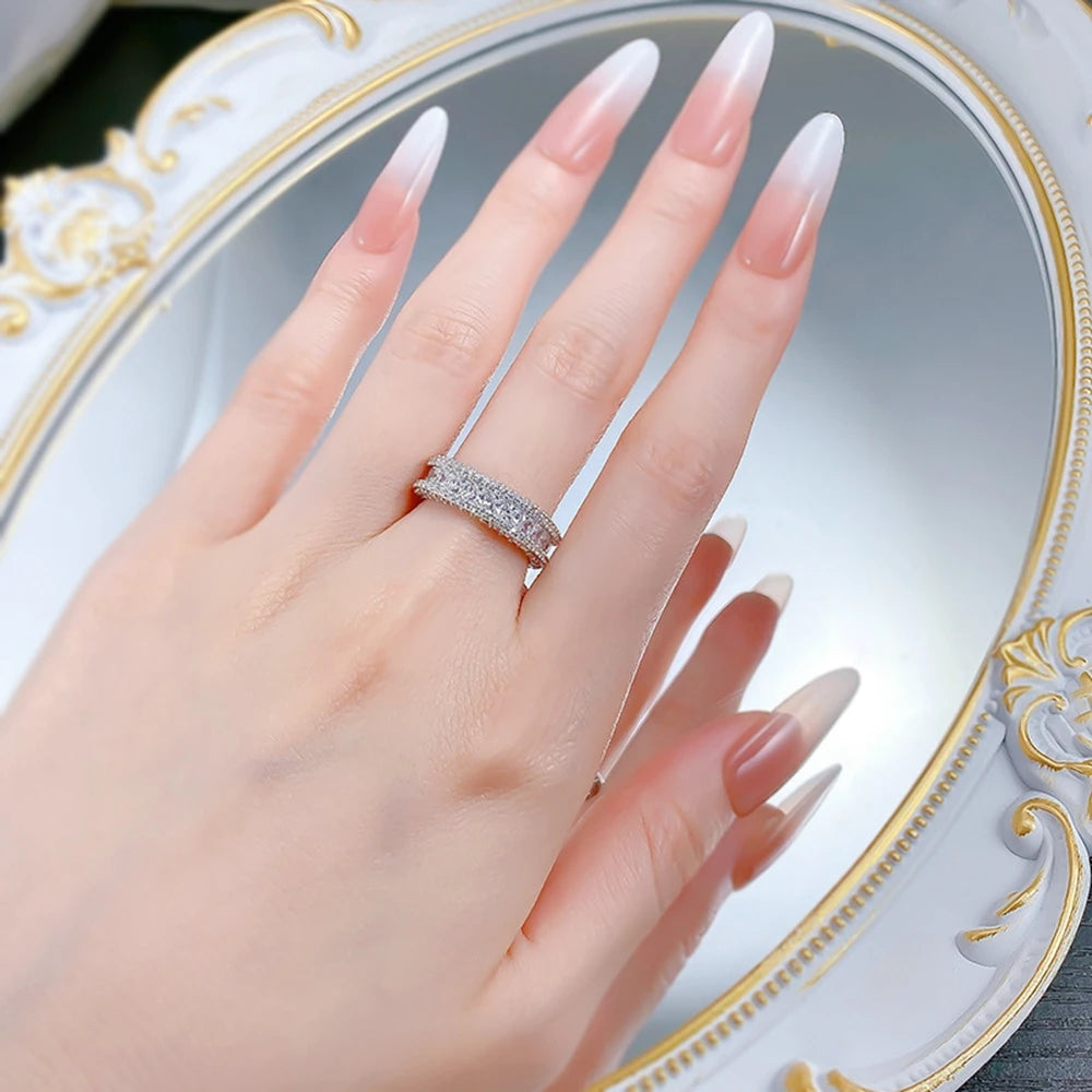 Wong Rain Solid 925 Sterling Silver Lab Sapphire High Carbon Diamond Gemstone Wedding Party Row Rings Fine Jewelry Band Gifts