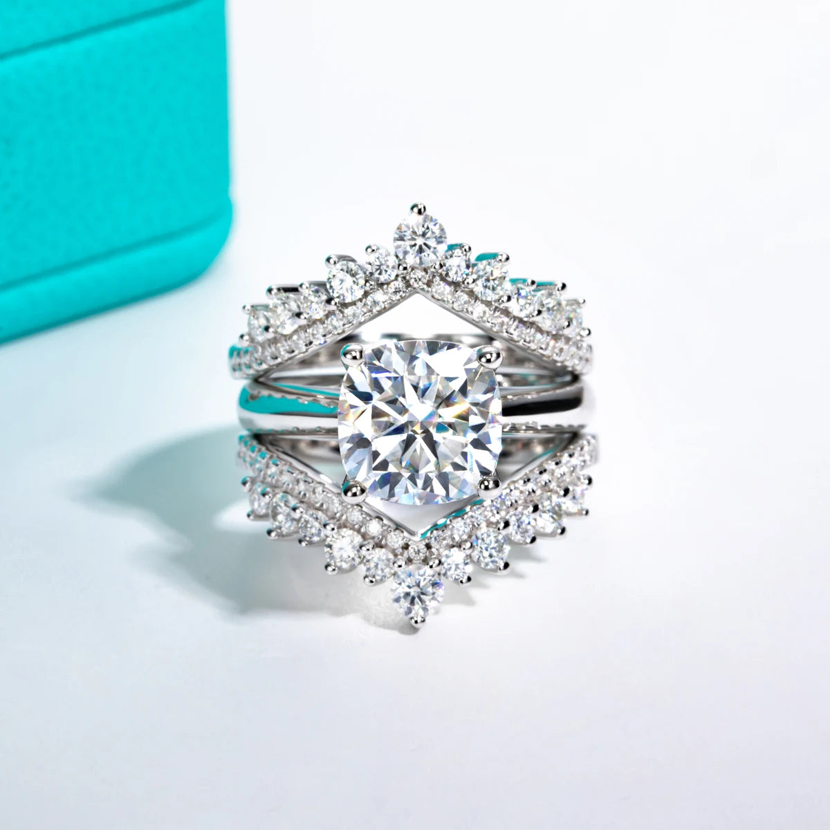 AnuJewel 3.5ct D Color Cushion Cut Moissanite Engagement Wedding Ring 925 Sterling Silver Rings For Women Jewelry Wholesale