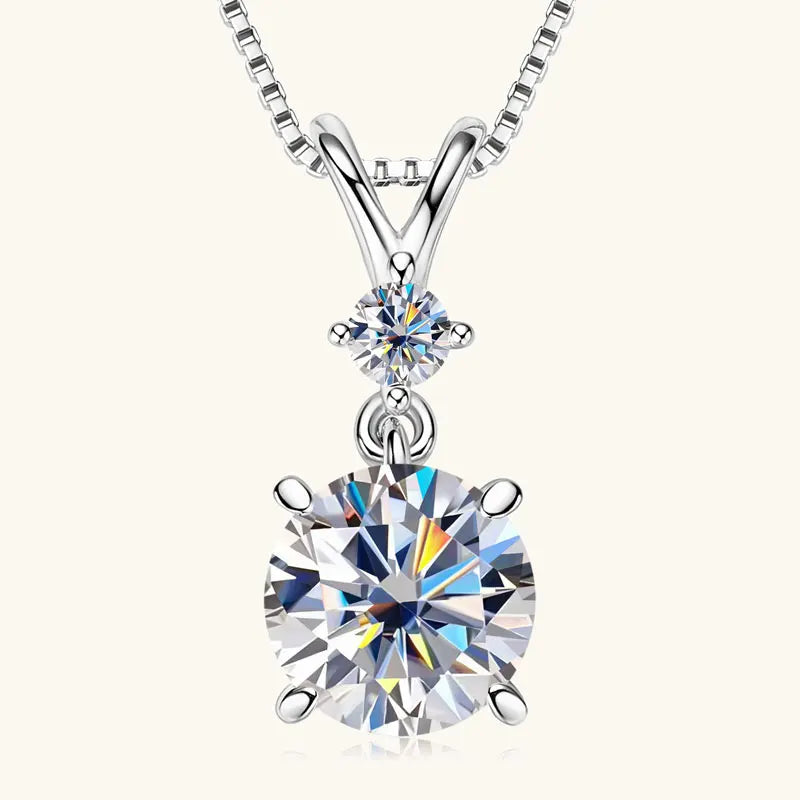 IOGOU 6.5mm/8mm/9mm D VVS1 All Moissanite Diamond Round Pendant Necklace for Women Engagement Luxury Sterling Silver 925 Jewelry