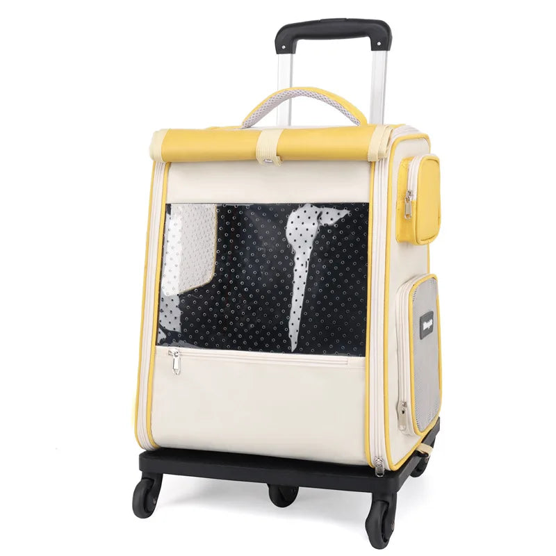 Multifunctional pull rod pet bag portable cat suitcase cat bag outing large capacity double shoulder breathable pet backpack