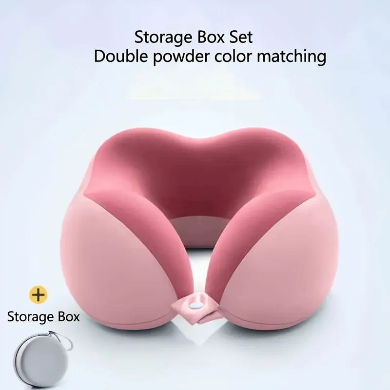 Ergonomic U Shaped Travel Pillow with Storage Bag Slow Rebound Neck Support for Airplane Office Car Machine Washable Soft
