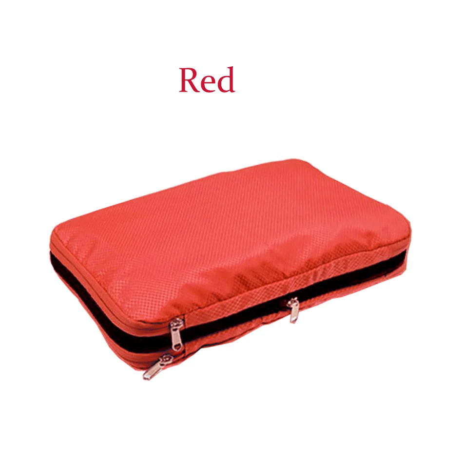 Nylon Travel Compression Packing Cubes Double Layer Portable Pouch Zipper Waterproof Storage Bags for Clothing Shoes Suitcases