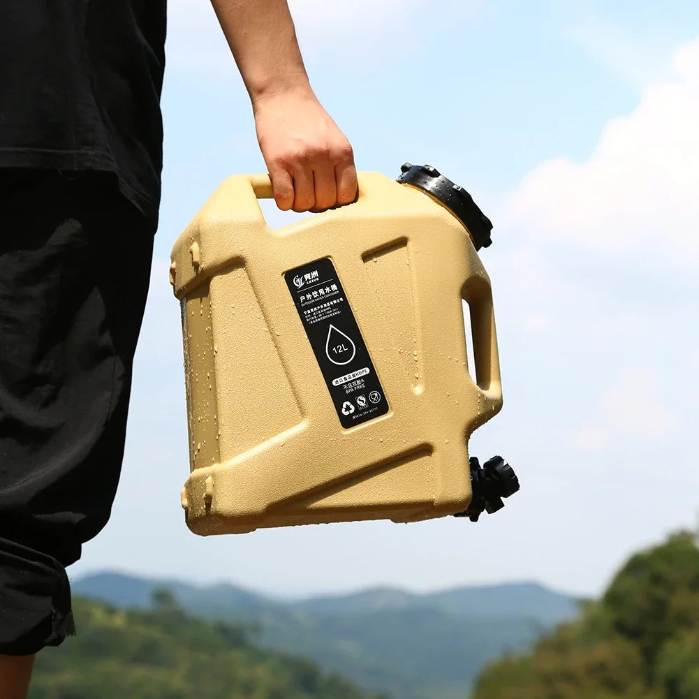 12L Camping Water Container Outdoor Water Bucket Large Capacity Portable Water Bag Detachable Faucet Picnic Drive Water Tank