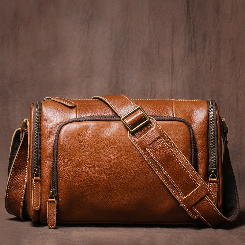 GURO Higher Quality Genuine Leather Shoulder Bag Men's Party Deluxe Crossbody Vintage Top Cowhide multicompartment Messenger Bag