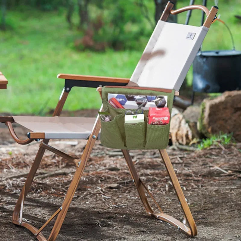 Camping Chair Armrest Storage Bag Canvas Folding Chair Organizer Side Pocket Pouch Bag For Outdoor Camping Picnic Fishing Bag
