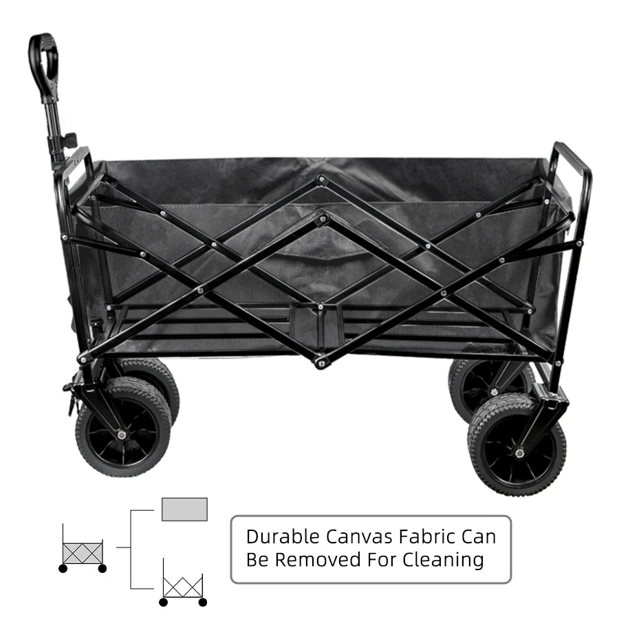Big Tank Wheels Beach Wagon for Sand 500lbs Large Capacity Foldable Cart Garden Outdoor Picnic Collapse Shopping Trolleys Cart