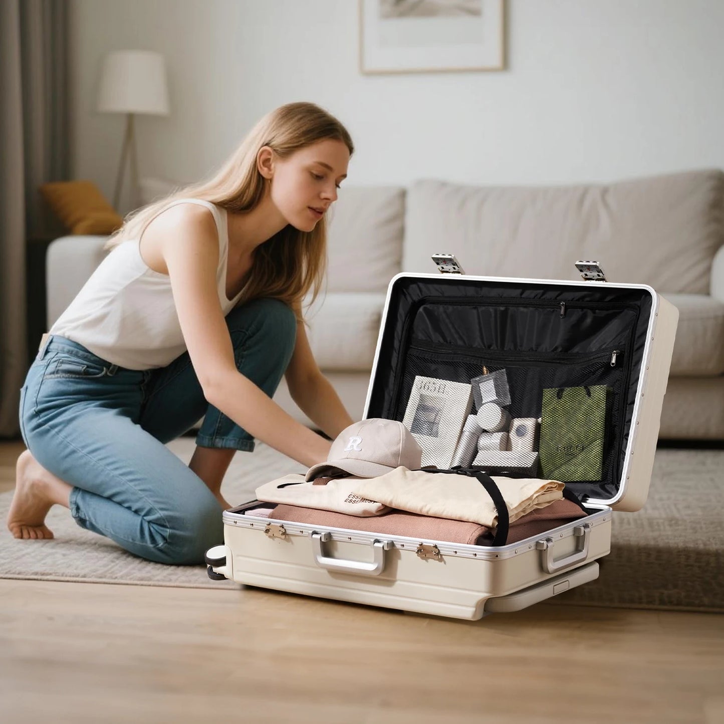 AIWEINY 2025Hard Shell Luggage 20 Inch Travel Luggage, Carry-On Luggage Spinner TSA with Lid, PC+ABS Aluminum Frame 20'' - 26''