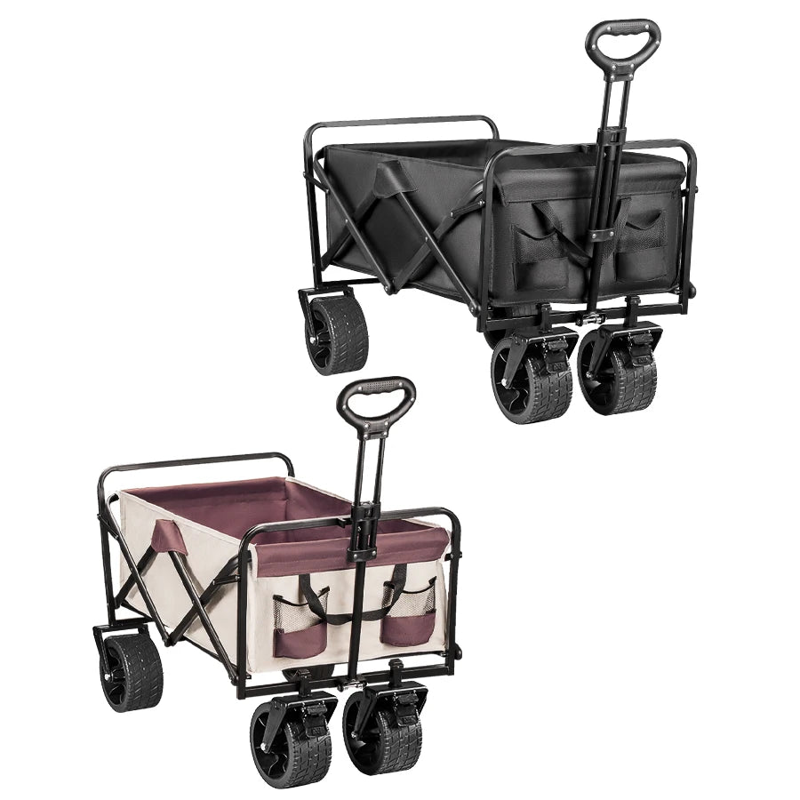 Big Tank Wheels Beach Wagon for Sand 500lbs Large Capacity Foldable Cart Garden Outdoor Picnic Collapse Shopping Trolleys Cart