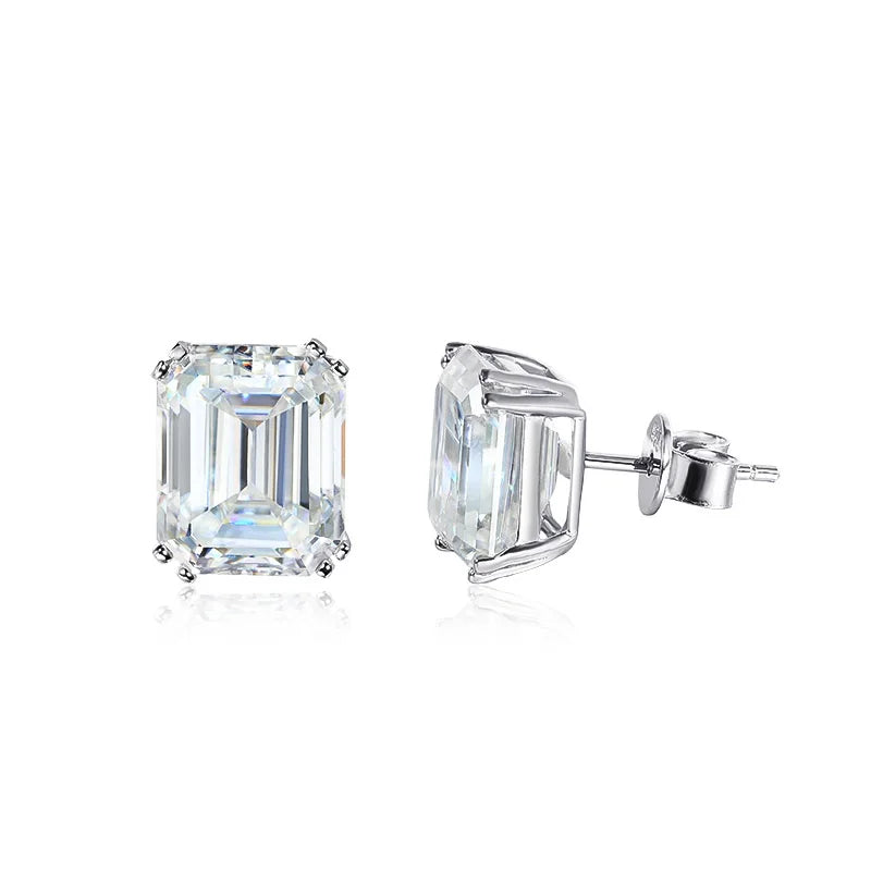 Smyoue 1CT 2CT 4CT Emerald/Radiant Cut Moissanite Stud Earrings for Women D Color Luxury Lab Diamond 925 Sterling Silver Jewelry