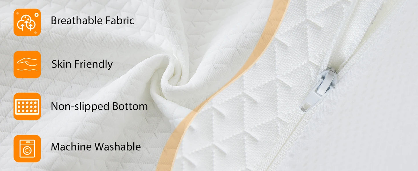 Machine Washable Wedge Pillow Headboard Cushion with Removable Cover - Woven Polyester & Polyurethane Foam Filler, Jacquard Craf