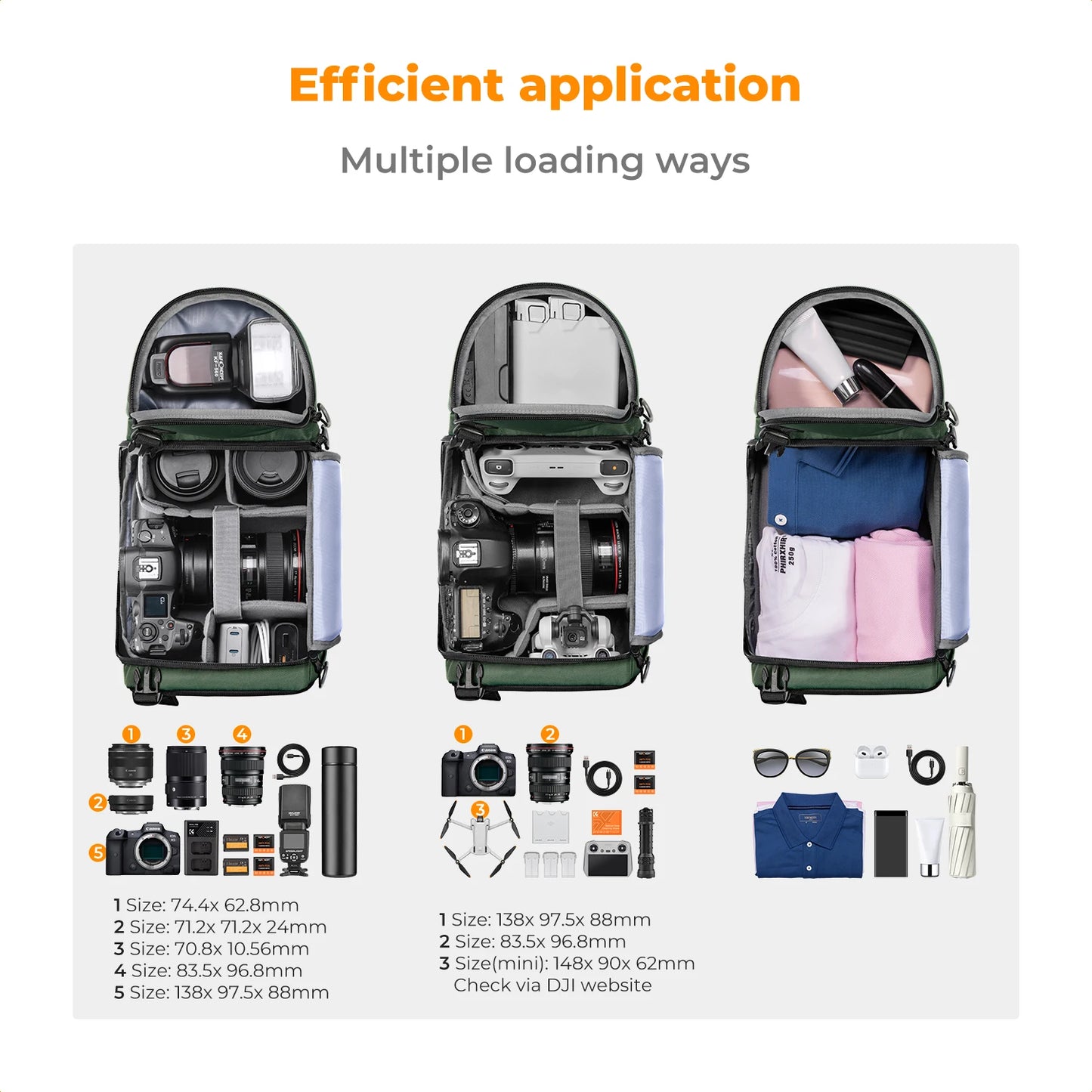 K&F Concept Camera bag Photography Backpack 10L Waterproof Camera Sling Backpack DSLR/SLR Camera Case Sony Fuji Photography Bags